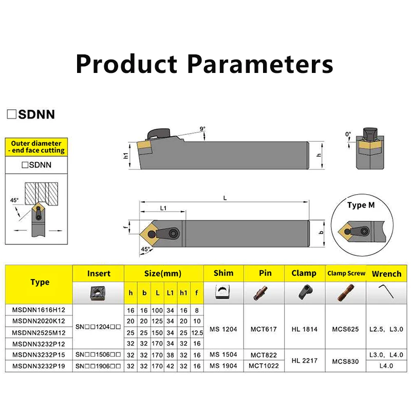 MSDNN1616 MSDNN2020 MSDNN2525 MSDNN3232 External Turning Tool MSDNN Lathe Bar Turning Holder CNC Cutting Tool Cutter Bar