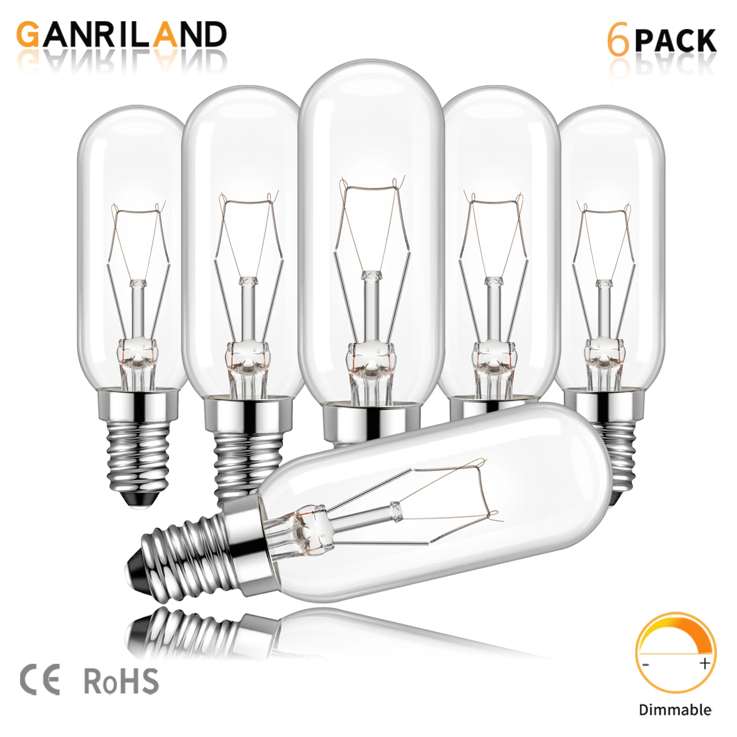 6Pack E14 40W T25 Cooker Hood Bulbs 220V Warm White 2700K T6 Dimmable Decor Incandescent Light Bulb for Ceiling Light Table Lamp