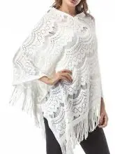 

Свитер женский вязаный крючком полый плащ с нерегулярной кисточкой средней длины, шаль, свитер