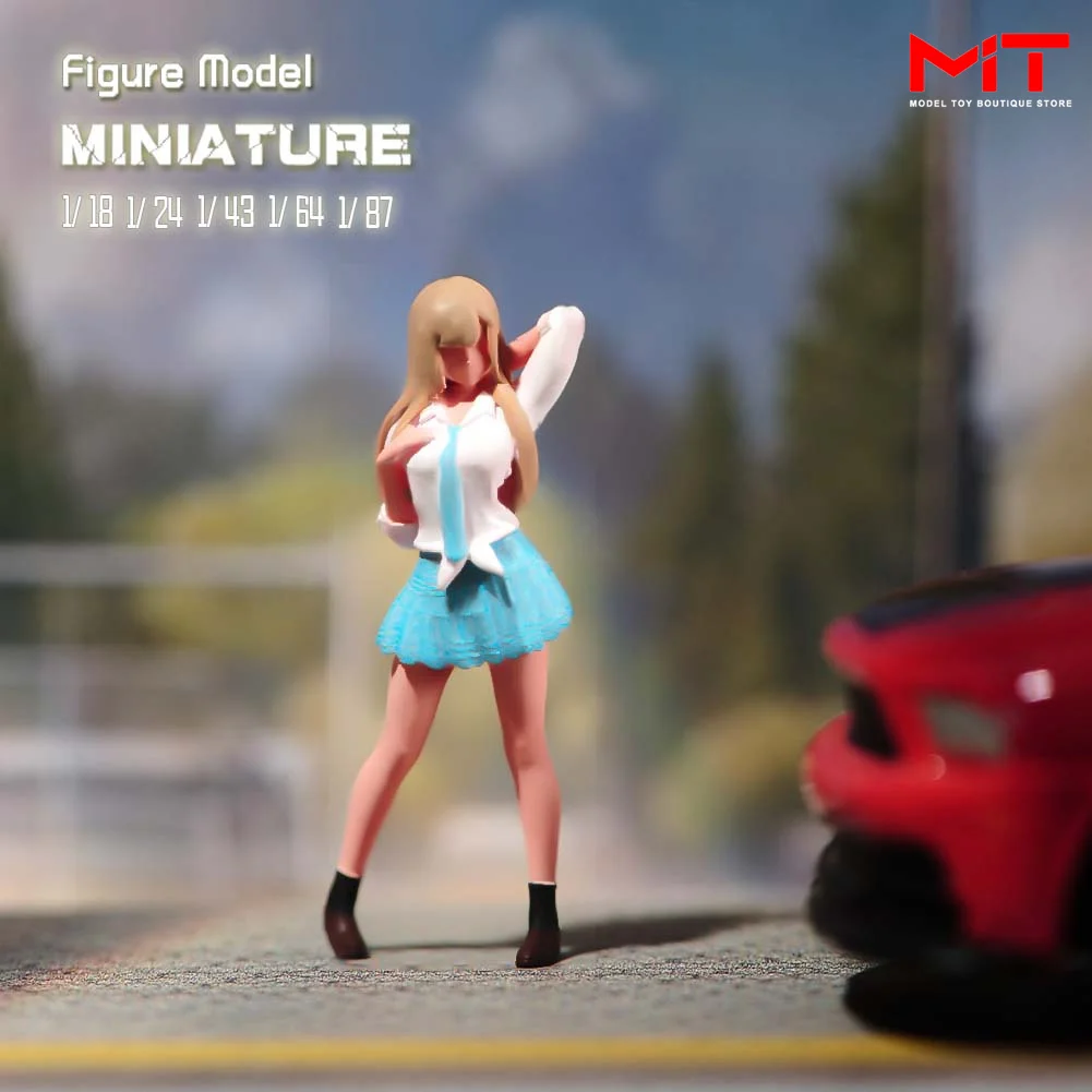 Miniature Figure 1/87 1/64 1/43 1/24 1/18 Anime Beauty Student Uniform Girl Mini Diorama Figurines Doll Model Scene Prop Display