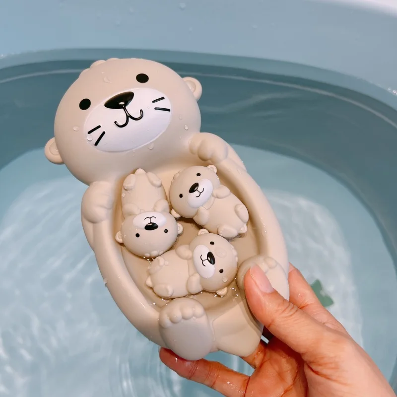 4pcs Children's Bathroom Floating Animal Otter Sealed Floating Water Toy Baby Bath Toys Swimming Pool Toy Comfort Toy