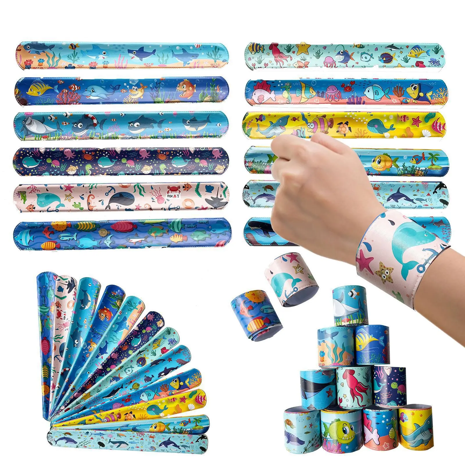 Schlagarmbänder für Kinder, Großpackung Armbänder mit Tiermotiven, Partygeschenke, Klassenzimmerpreise, Geburtstagsgeschenke, Geschenktütenfüller – Detail 12