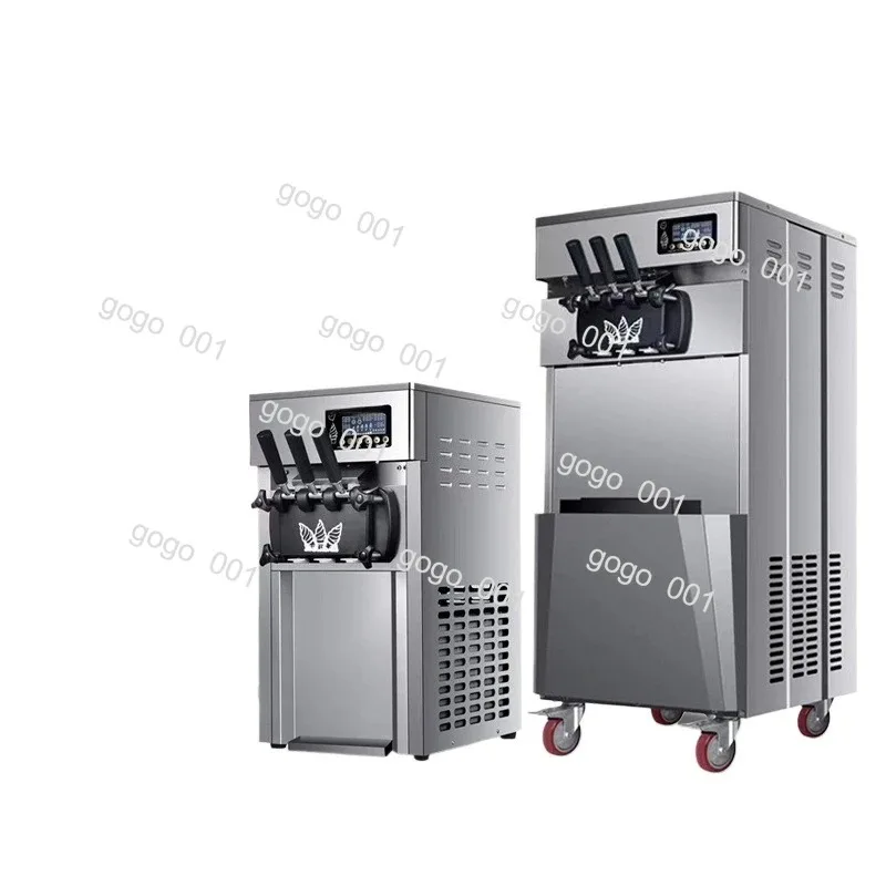 Stainless Steel Soft Serve Ice Cream Maker | Commercial 3-Head Automatic Machine | Small Cone Dispenser for Shop Use