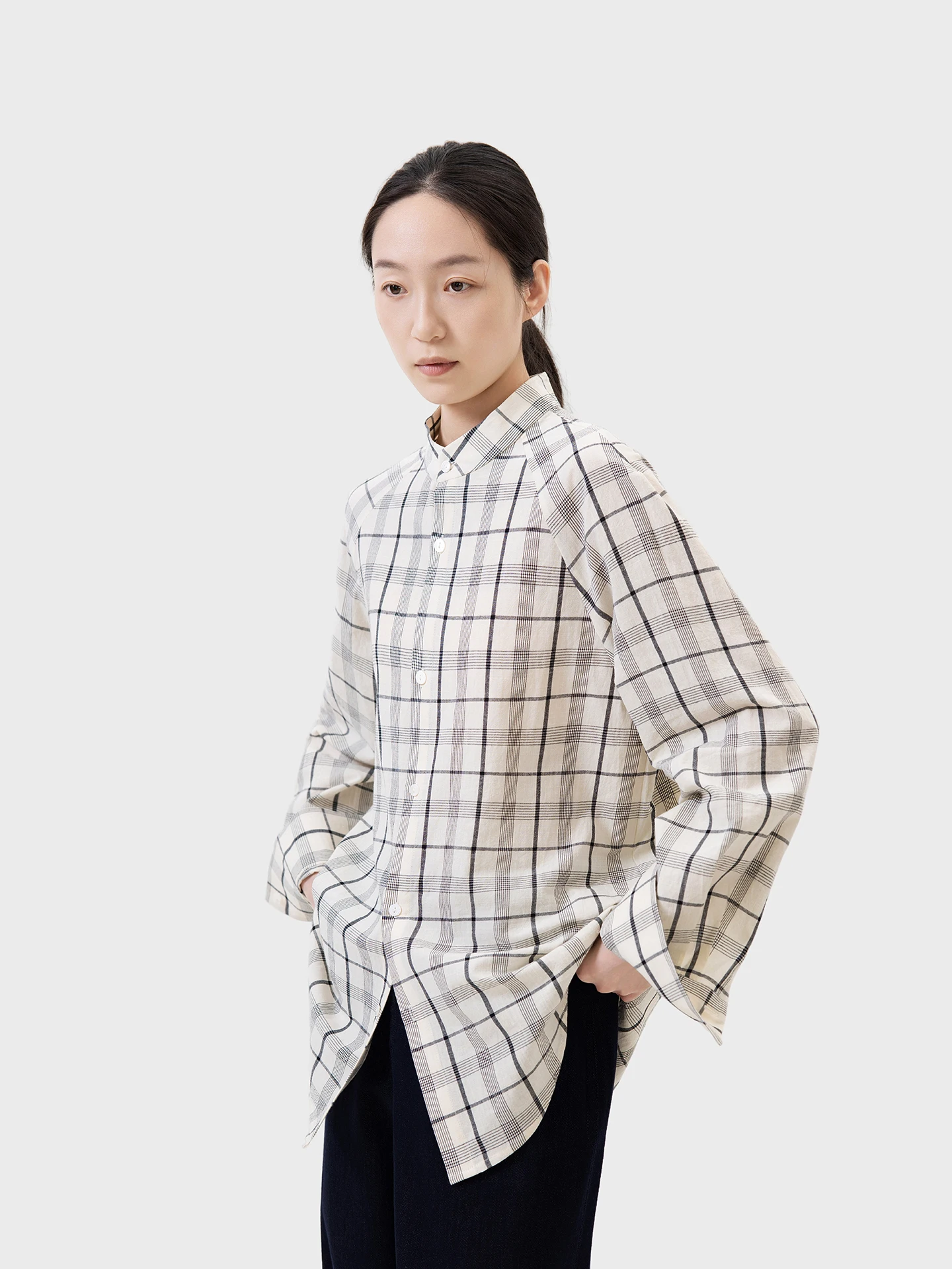 

Пальто SEEI из 100% хлопка в клетку, женское, повседневное, свободного кроя, с длинными рукавами, на пуговицах, средней длины