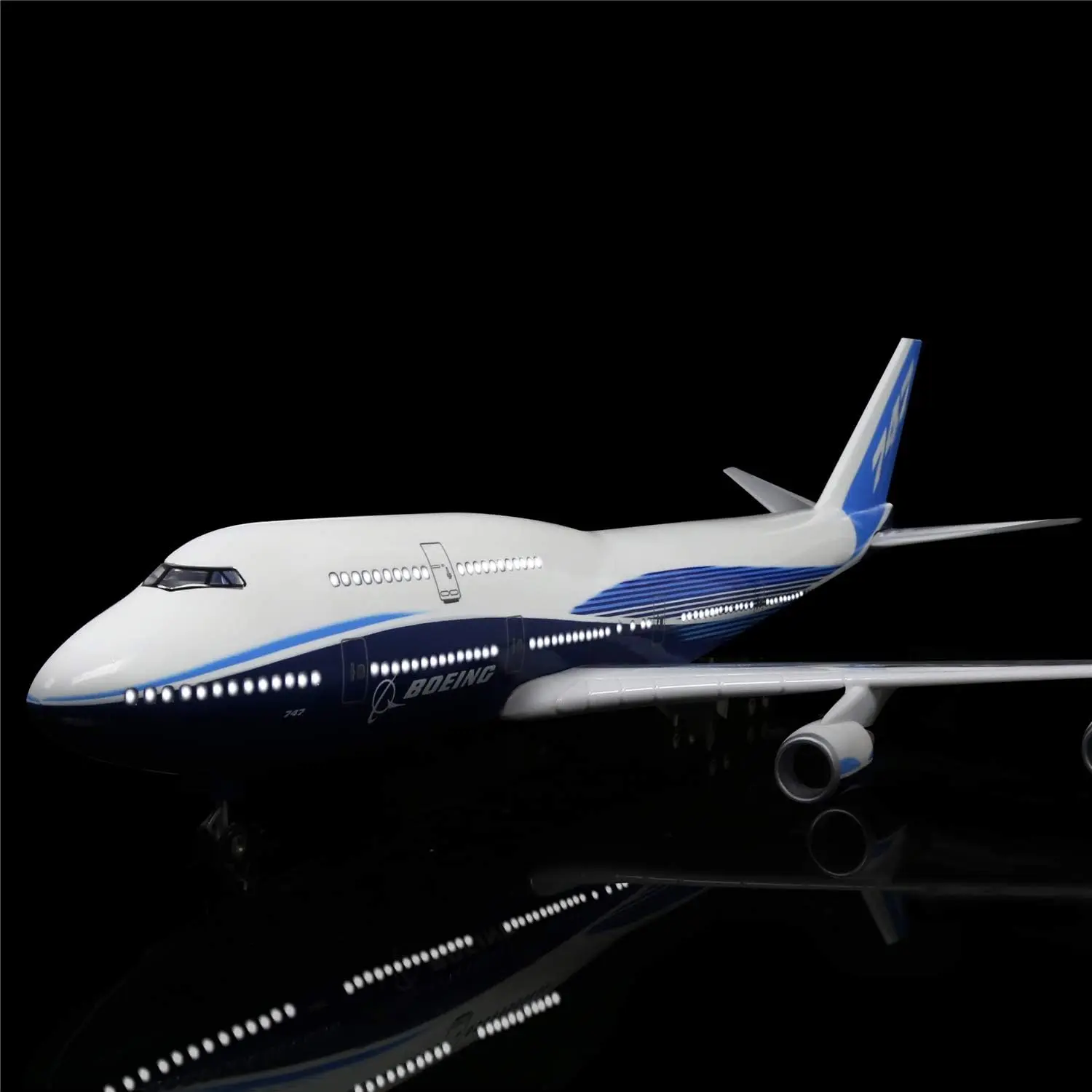 Imagem -02 - Avião Modelo Grande com Luz Led Modelos de Avião Avião Diecast Coleção ou Presente Boeing 747 Escala 1:160