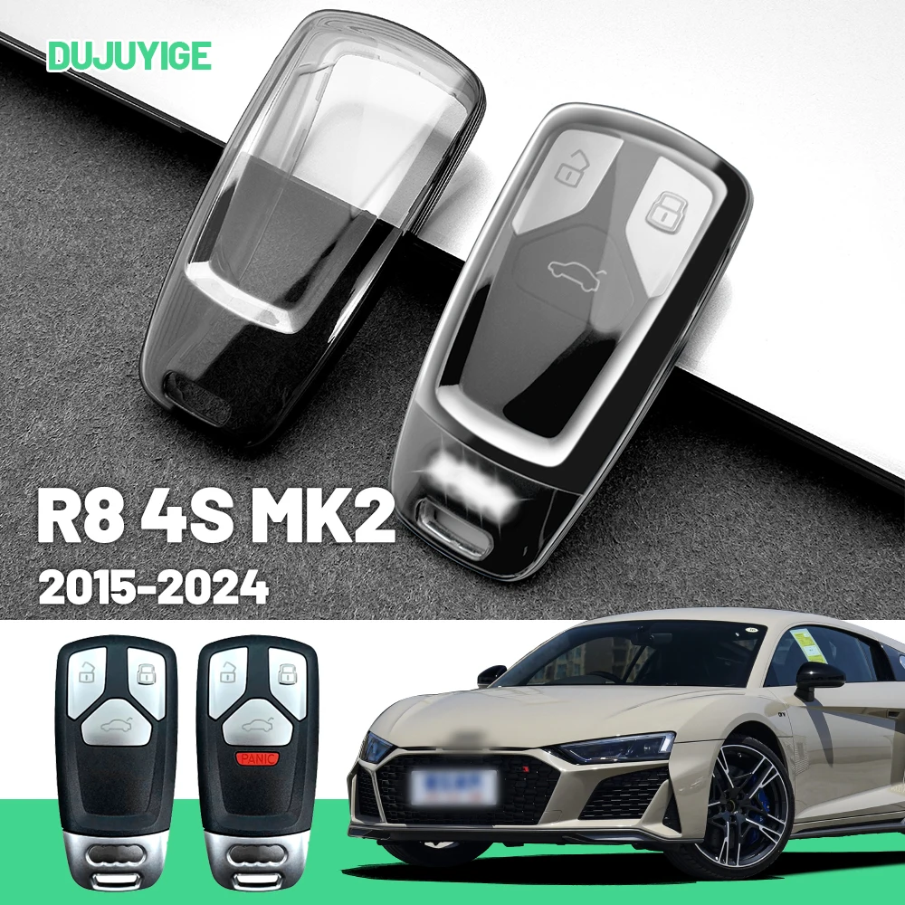 

Прозрачный чехол для автомобильного ключа из ТПУ для Audi R8 4S 2015-2024, защитный чехол для брелока, автоаксессуары 2016 2017 2018 2019 2020 2021
