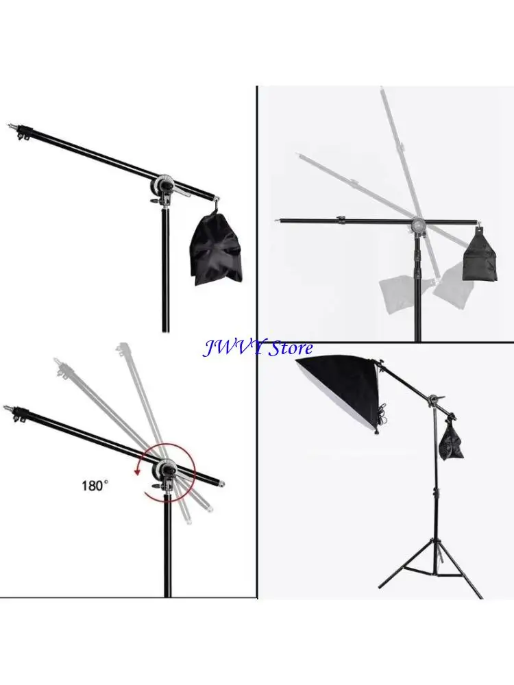 573A Studio Lighting Boom Arm with Weight Bag, Extendable from 76 to 135cm for Overhead Shot