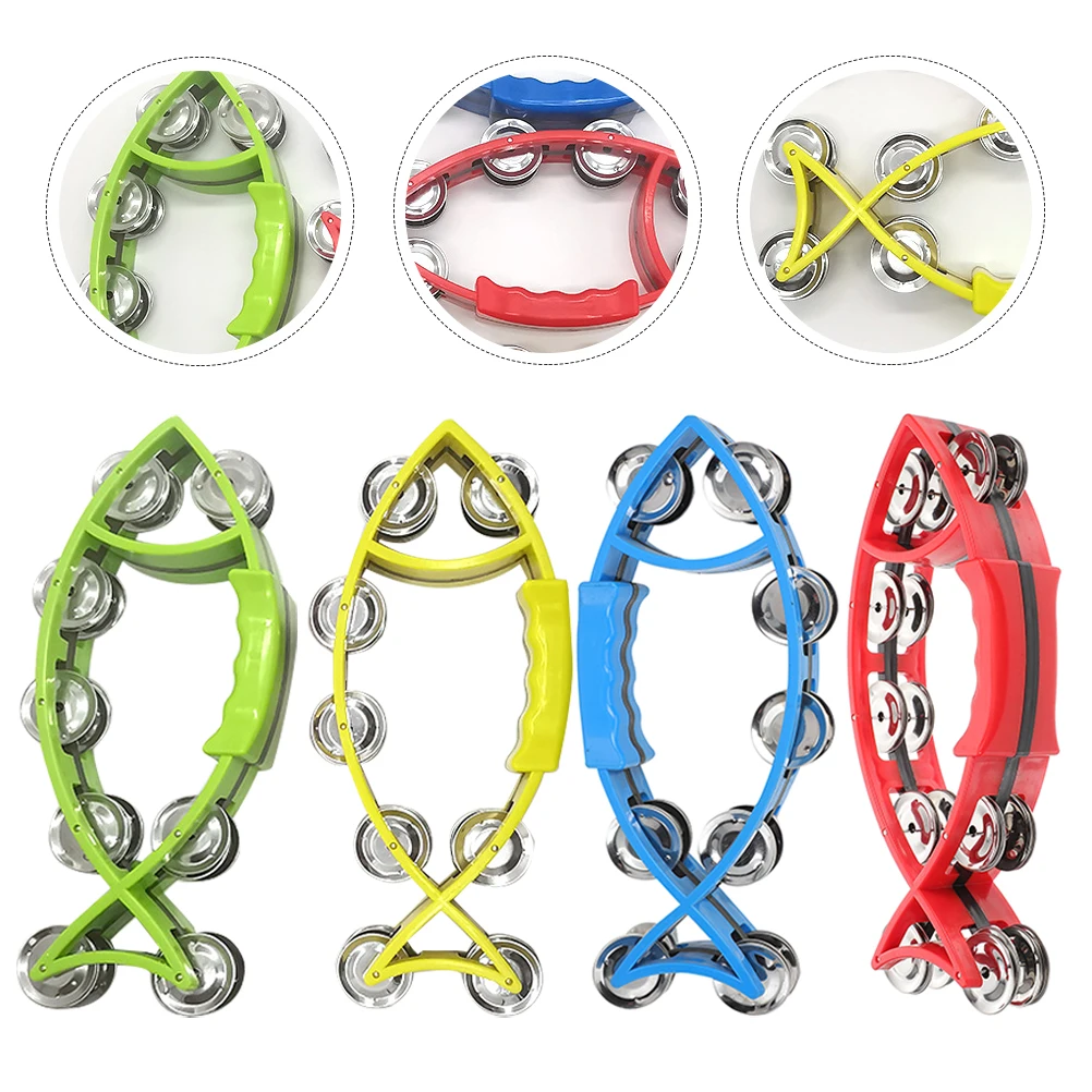 4 قطعة حلقة اليد آلة موسيقية للأطفال الكبار قرع لعبة أجراس المحمولة حفلة الدف مرحلة الأداء