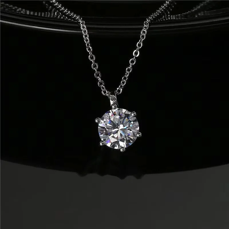 New 2ct Moissanite 925 Sterling Silver Necklace Pendant Chain Fine Jewelry for Woman Wedding Sparkling Classic Party Fashion image 6