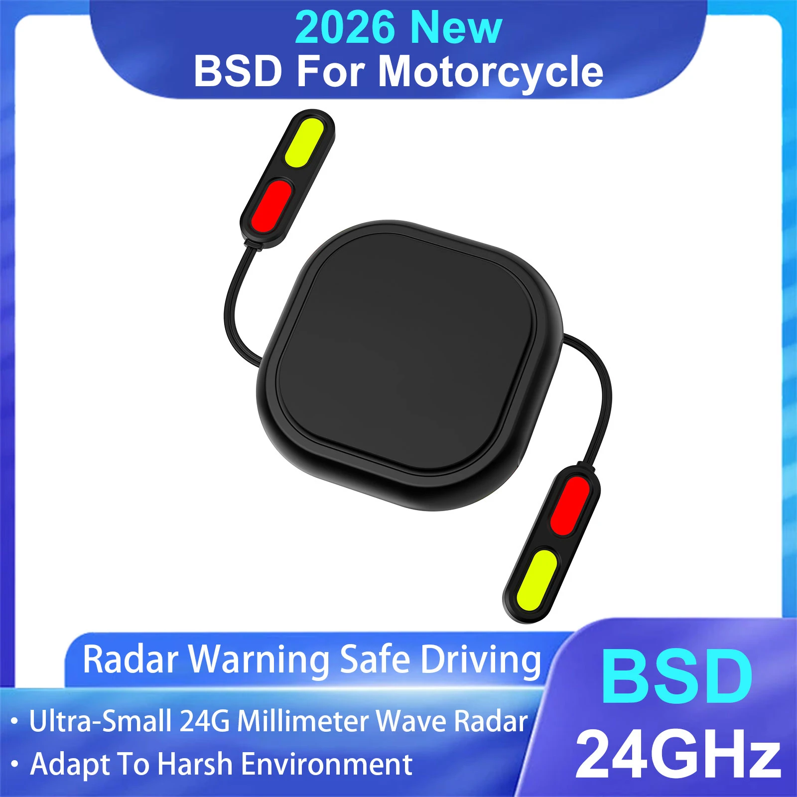 New Motorcycle BSD 24GHz Radar Blind Spot Monitoring System (BSD) — IP67 Waterproof LED Warning Portable Motorcycle Accessory
