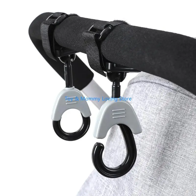 

Y1QF Stroller Hooks for Hanging Bags Shopping Bags Durable Rotary Hanger Hooks Universal Armrest Hanging Hooks for Pushchair