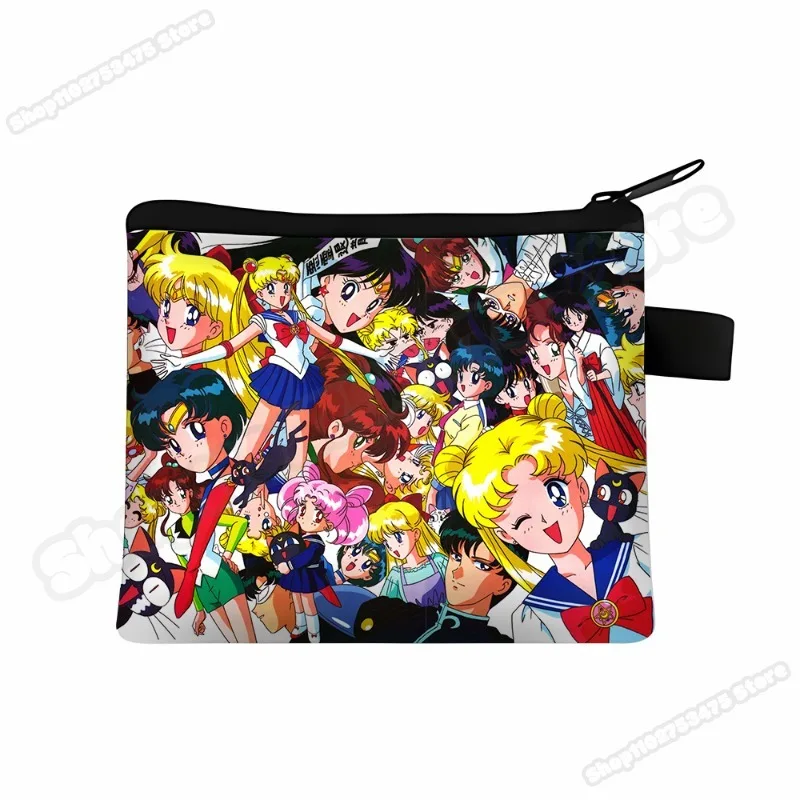 Sailor Moon Woman Anime Fashion Coin Purse Girls Cartoon Printed Wallet Casual Cute Moneybag Kawaii Mini Change Bag Purses Gifts