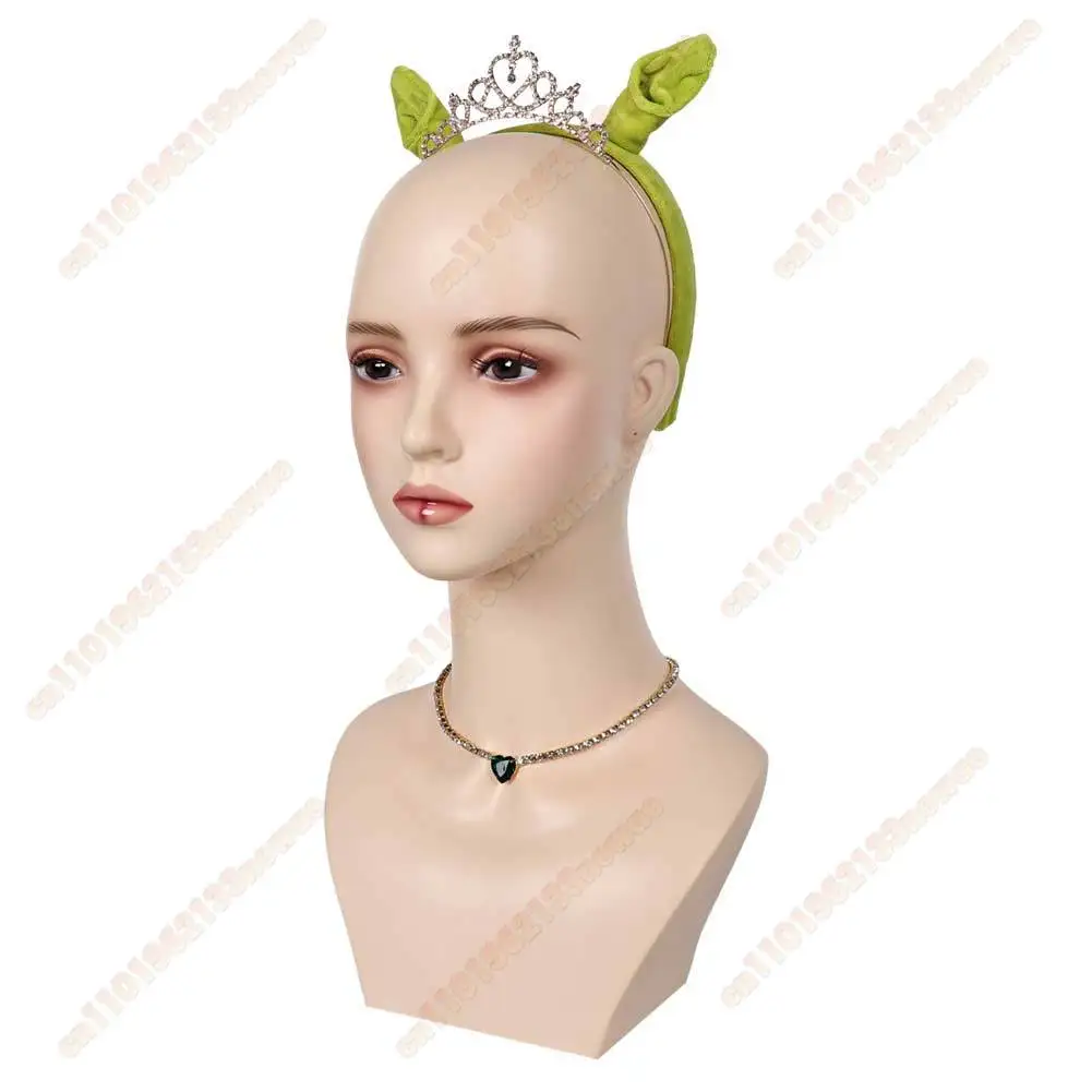 Fiona couronne collier vert bandeau avec oreille dessin animé princesse Cosplay fantaisie Costume accessoires femmes Roleplay Fantasia accessoire