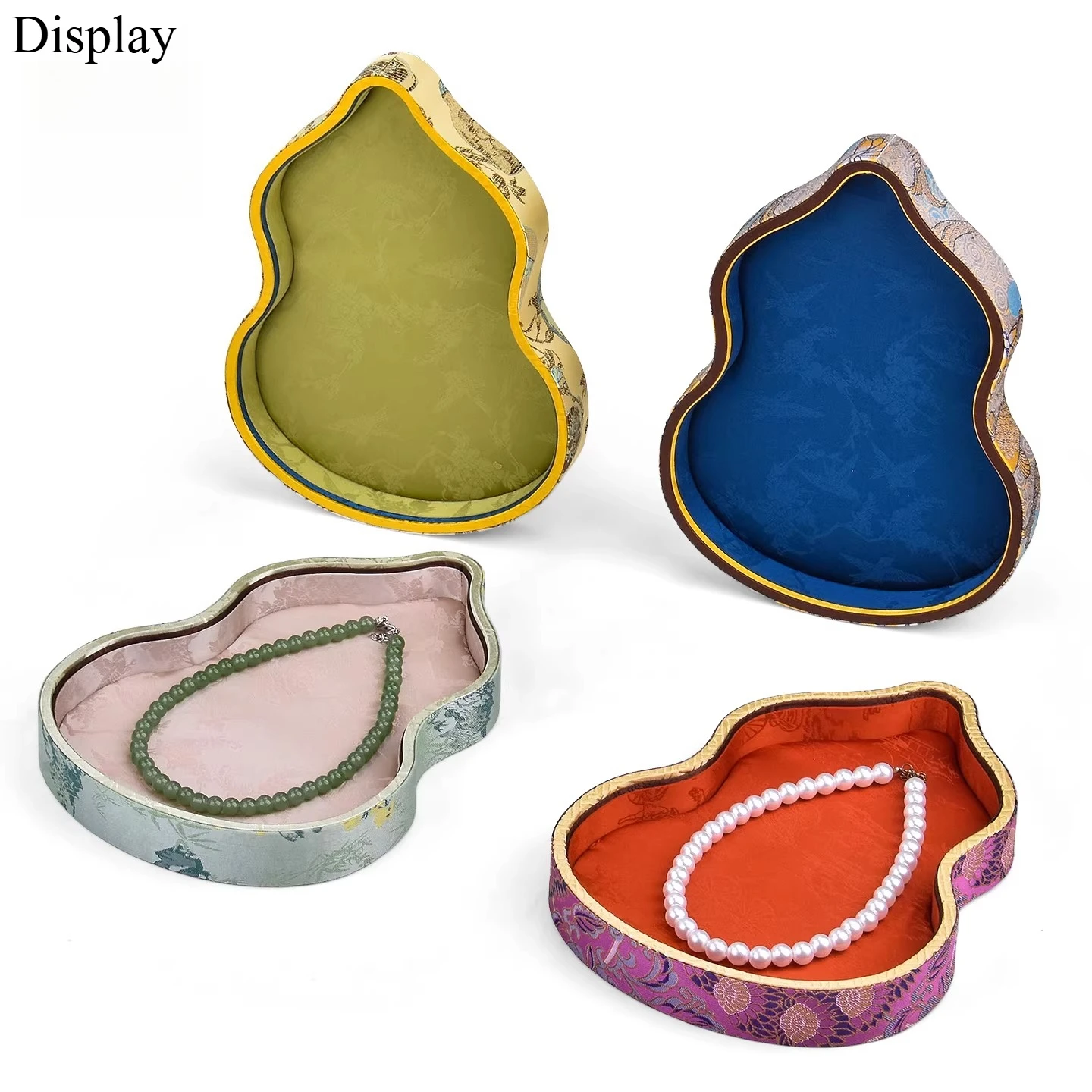 

Chinese Brocade Jewelry Storage Box, Multi-Compartment Organizer for Earring Necklace Ring, Display Prop & Gift Set