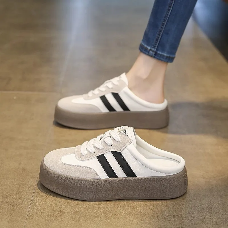 

2025 New Trend Spring and Autumn Star Casual Lace-up Flat Shoes Hot-selling College Style Fashion Thick-sole Breathable Slippers