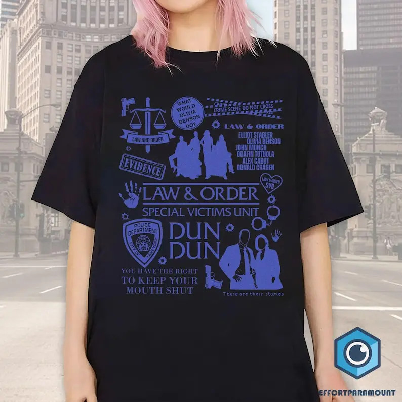 Vintage Law and Order Doodle Art Shirt | Special Victims Unit | Elliot Stabler and Olivia Benson Shirt | Law and Order T-shirt