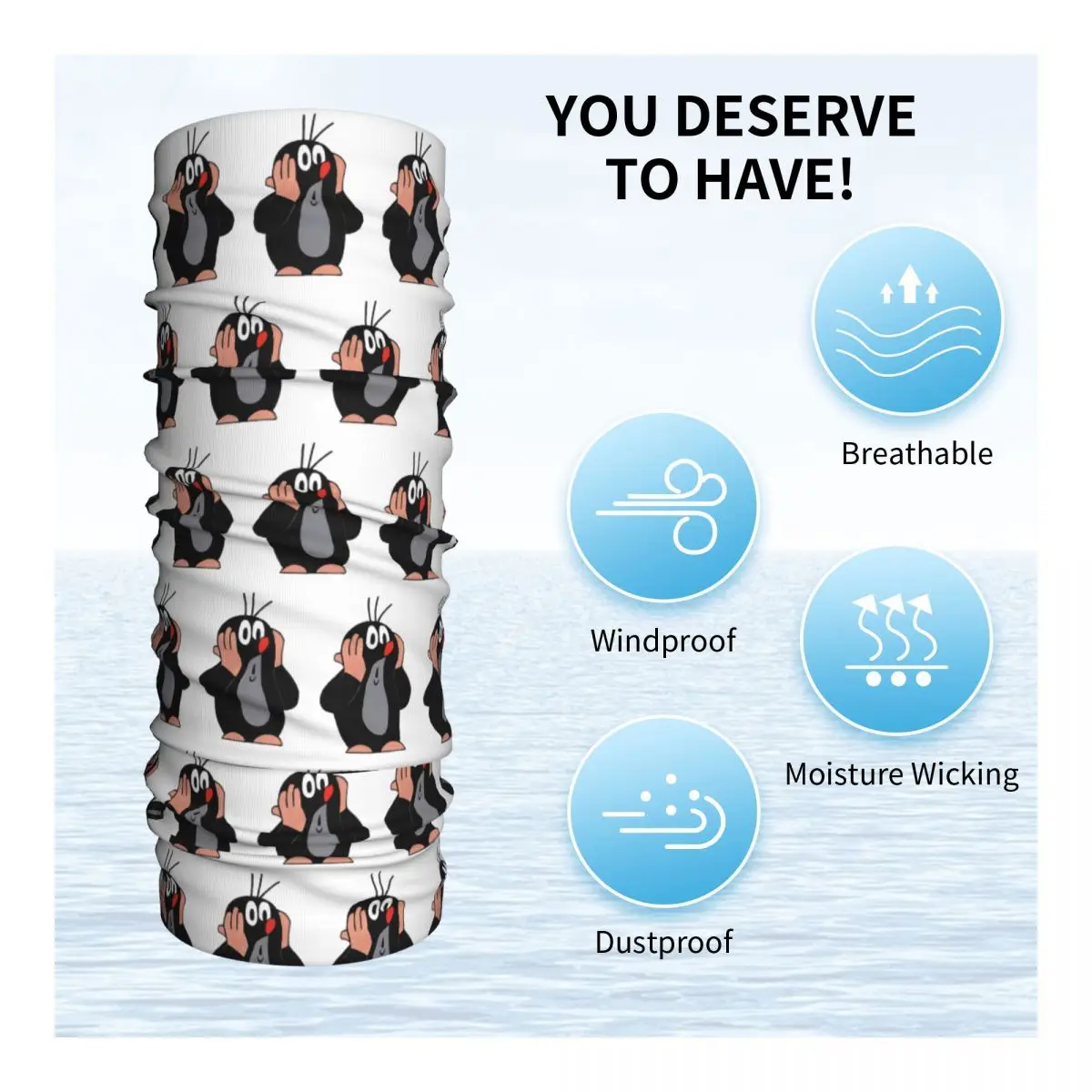 Cute Krtek Mole Winter Headband Neck Warmer Women Men Hiking Camping Tube Scarf Cartoon Little Maulwurf Face Bandana Gaiter