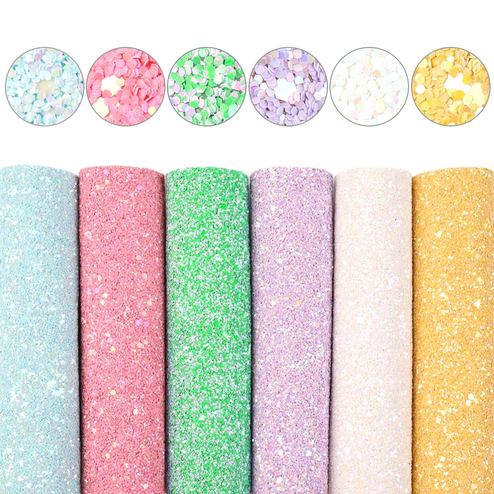 A5 rozmiar 5-8 sztuk/partia Chunky Glitter Faux skórzane arkusze Solid Color skóra syntetyczna tkaniny zestaw DIY kolczyki łuki Craft,1Yc15424
