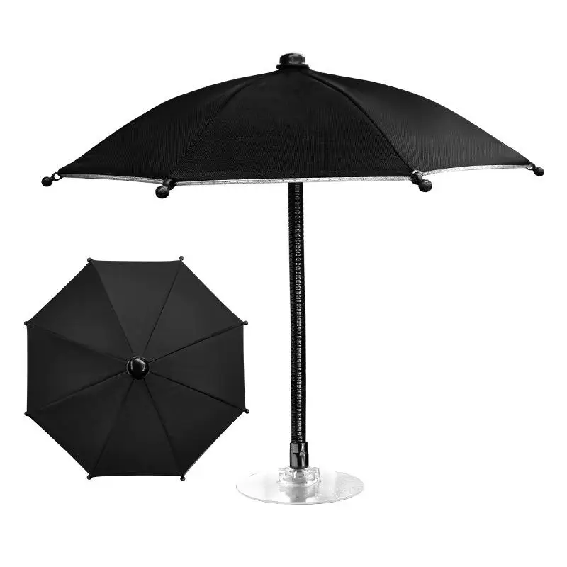 360° Rotation Adjustable Non-slip Auto Phone Bracket Bending Design Car Phone Sunshade Anti-glare W Adhesive Clip Phone Umbrella