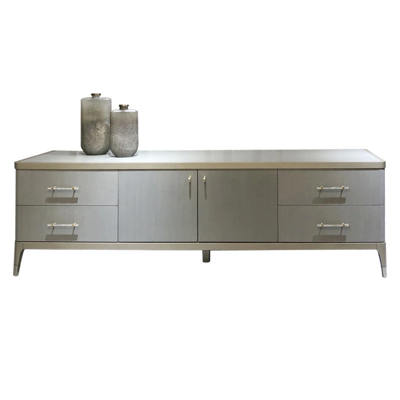 

Light luxury TV cabinet living room modern simple high-grade gray long floor cabinet large apartment villa bedroom solid wood