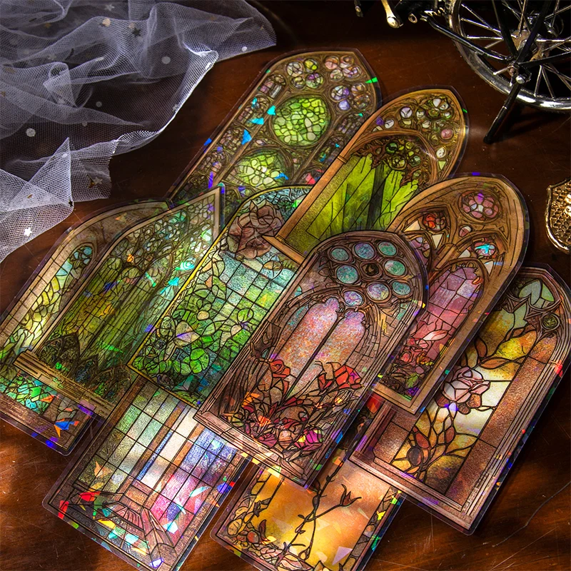 JIANQI 10 sztuk/paczka kwiaty naklejki na okna złota folia Decor Junk Journal DIY Srapbooking kolaż biurowe PET Twinkle naklejki