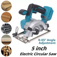 Brushless 5Inch 125mm Mini Electric Circular Saw Cordless 0-45° Adjustbale Woodworking Power Garden Tool For Makita 18V