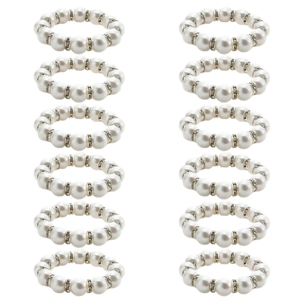 

15Pcs Beaded Imitation Pearl Napkin Rings Elegant Wedding Party Banquet Dinner Table Buckles Decorative Serviette Holder