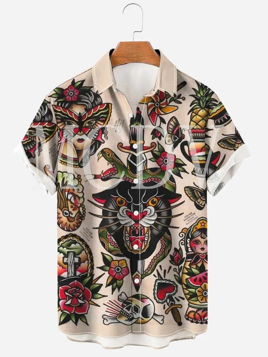 2024 Summer New High Quality Hawaiian Shirts for Men and Women Road ROUTE66 Plus Size Leisure Fashion Button Shirts