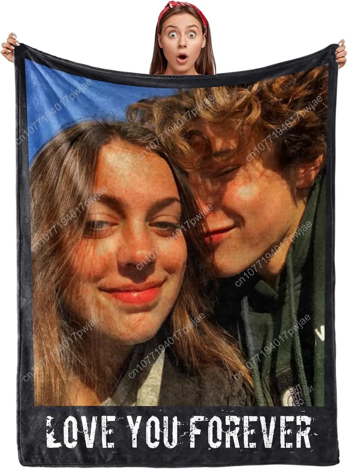 

Ships Next Day Couple Gifts Custom Blanket with Photos Personalized Flannel Throw Blankets Gifts for Boyfriend Girlfriend Custo