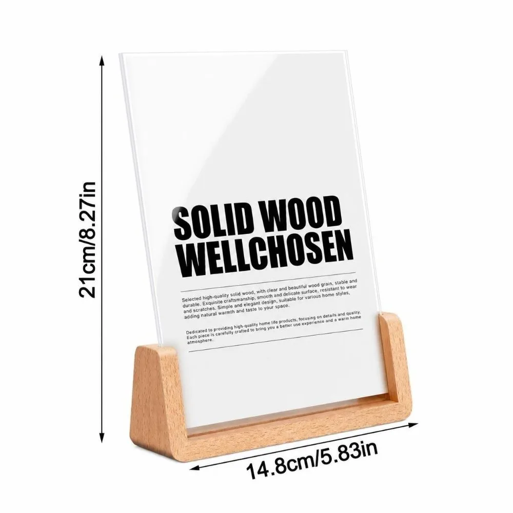 Walnut Wood Acrylic Photo Frame Beech Wood U Shape Design Wooden Photo Frame Desktop Standing Transparent Acrylic
