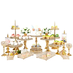 3Pcs-19Pcs/lot Gold Square Cake Stand Set Metal Dessert Table Display for Wedding, Birthday, Anniversary, Baby Shower, Party.