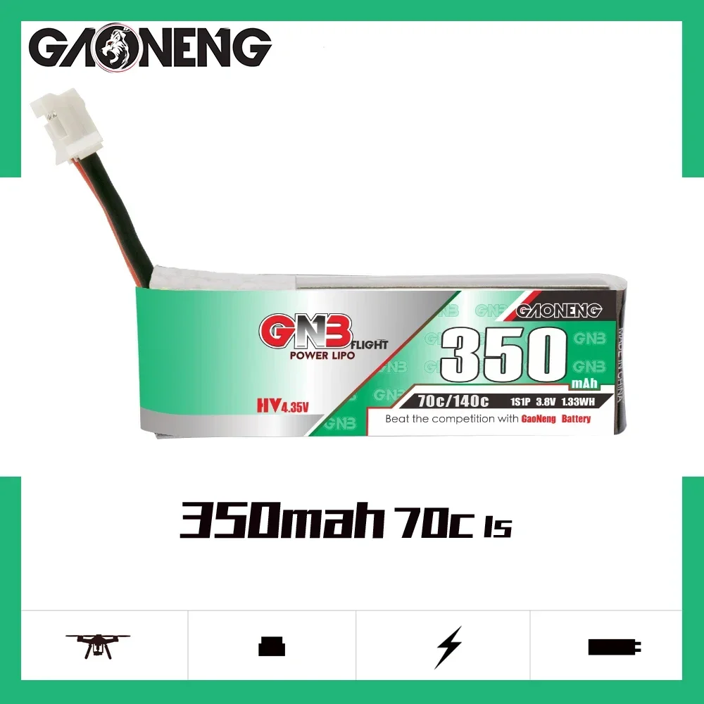 

GAONENG GNB 350 мАч HV 1S 70C 140C 3,8 В Cabled PH2.0 LiPo аккумулятор 75 мм FPV Drone Emax Tinyhawk S NanoHawk EZ Pilot Pro