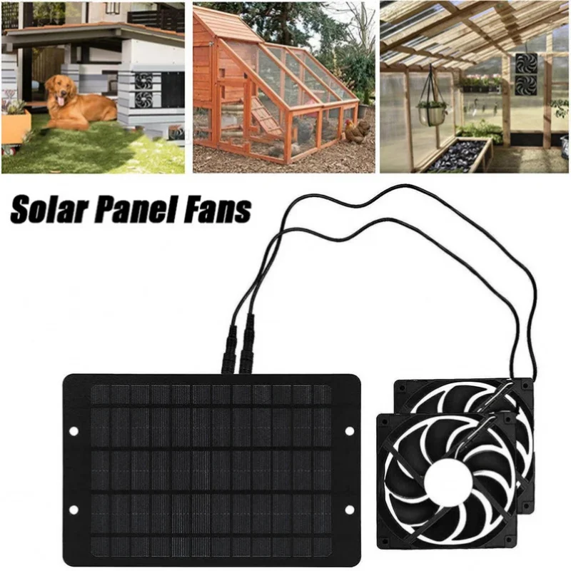 

Solar Powered Fan Exhaust Fan12V 10W Waterproof Dual Exhaust Fan Air Extractor For Camping Greenhouse Kitchen Animal House