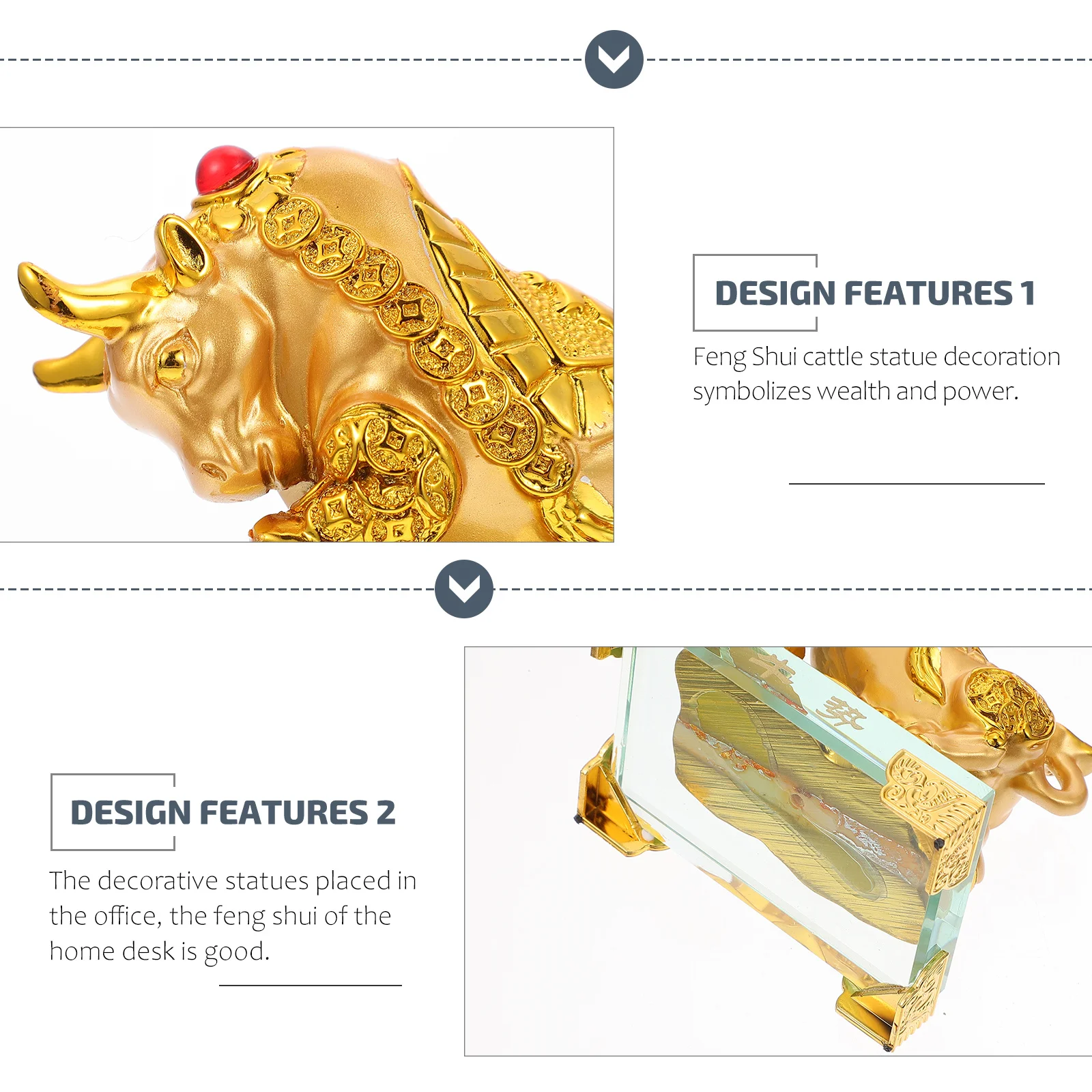 

1Pcs Feng Shui Resin Cow Decor Creative Household Ornament Blessing Gift Feng Shui Statue Decor Living Room Ornament