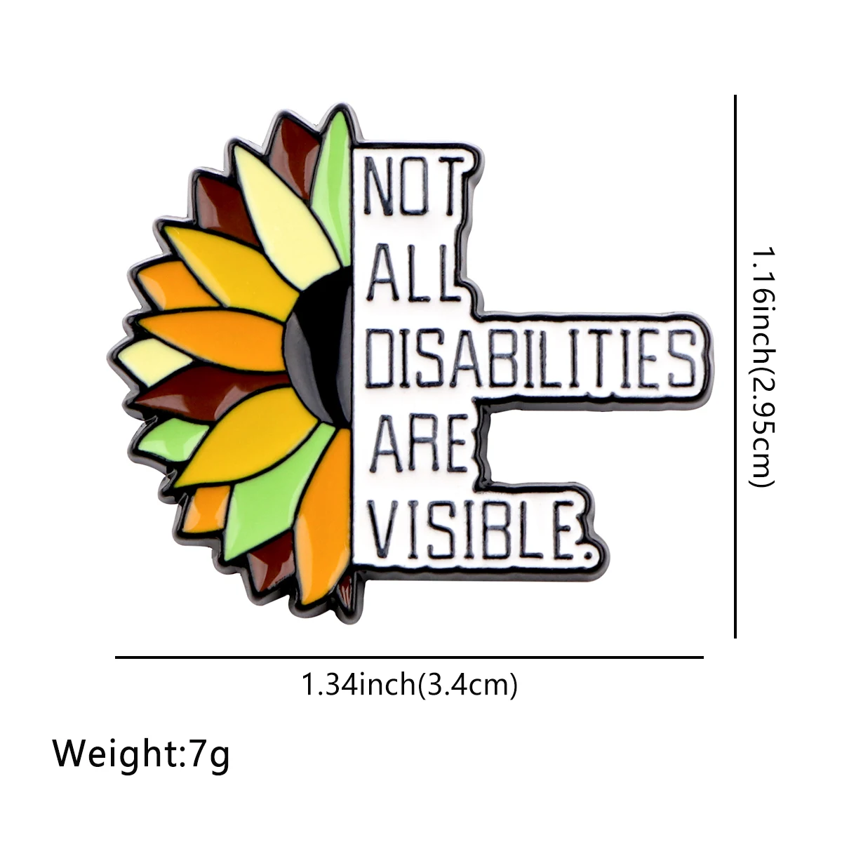 Disability Awareness Sunflowers Enamel Pin Brooches for Women Badges on Backpack Lapel Pins Clothing Accessories Fashion Jewelry