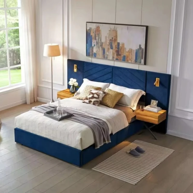 

Velvet soft bed frame reservoir/vertical channel tufted wing back headboard upholstered platform bed