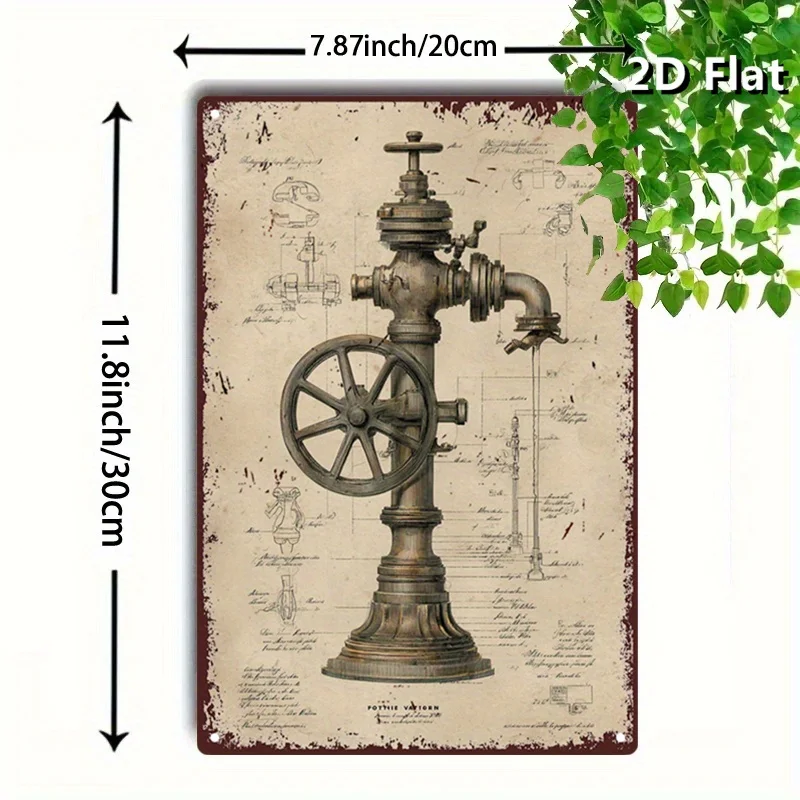 CIFBUY Retro Steampunk Blueprint Aluminum Wall Art Waterproof Durable Metal Sign Poster For Home Decor Industrial Gift