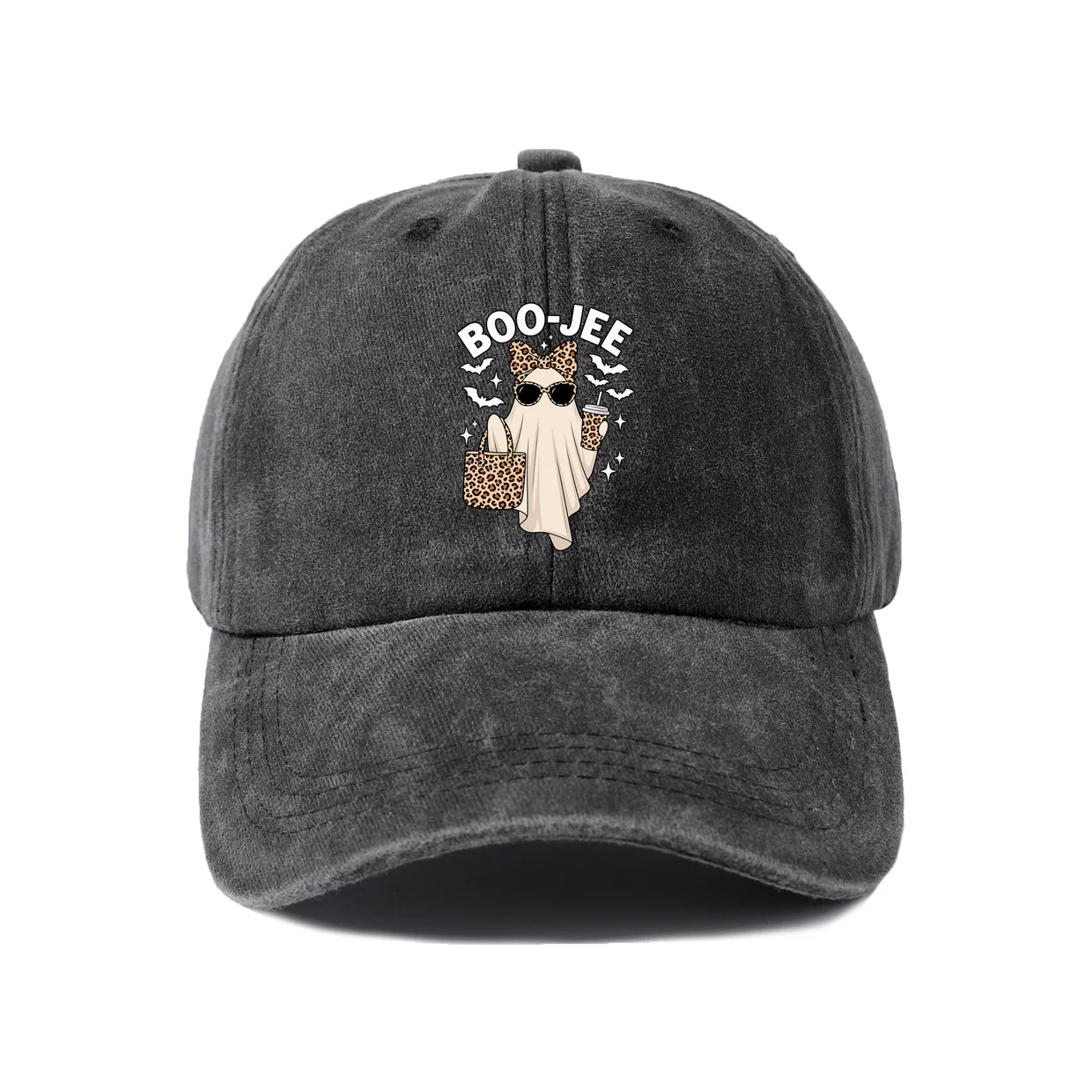 Vintage Washed Fashion Ghost Graphic Baseball Cap, Adjustable Unisex Dad Hat, Funny Halloween Gift