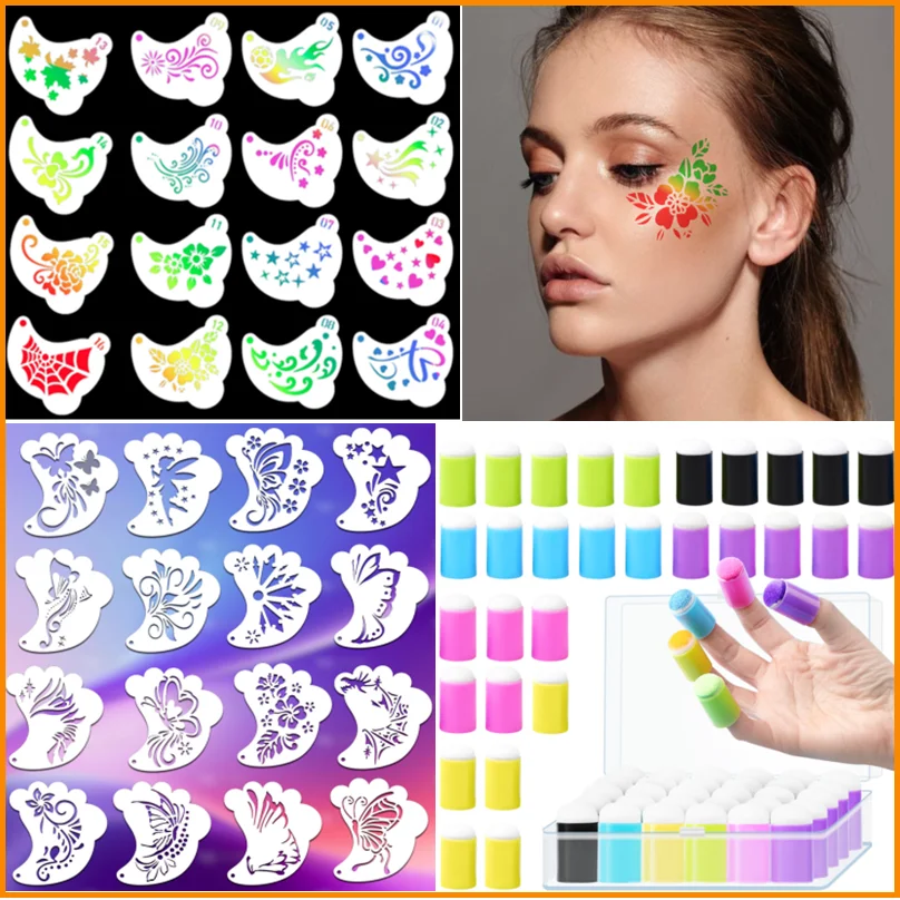 DIY Craft Finger Sponge Daubers Set, Drawing Project  Finger Painting Sponge for Card Making, Stampi, Face Painting Templates