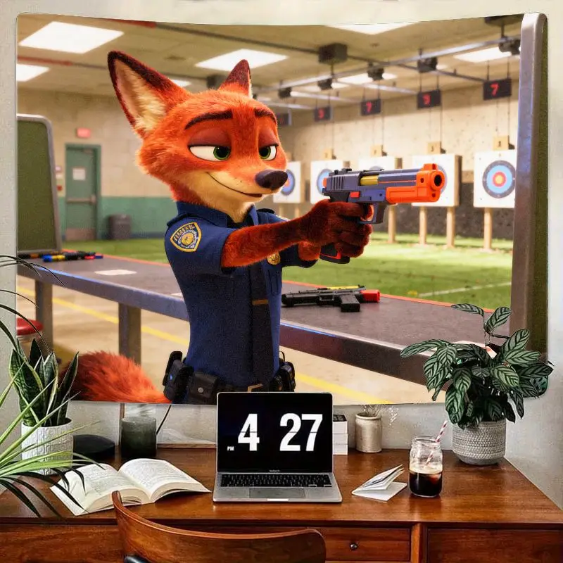 

1 шт. Зверополицейский Ник Уайлд, гобелен с изображением лисы, настенный художественный декор для детей, подростков, взрослых, спальни, гостиной, подарок