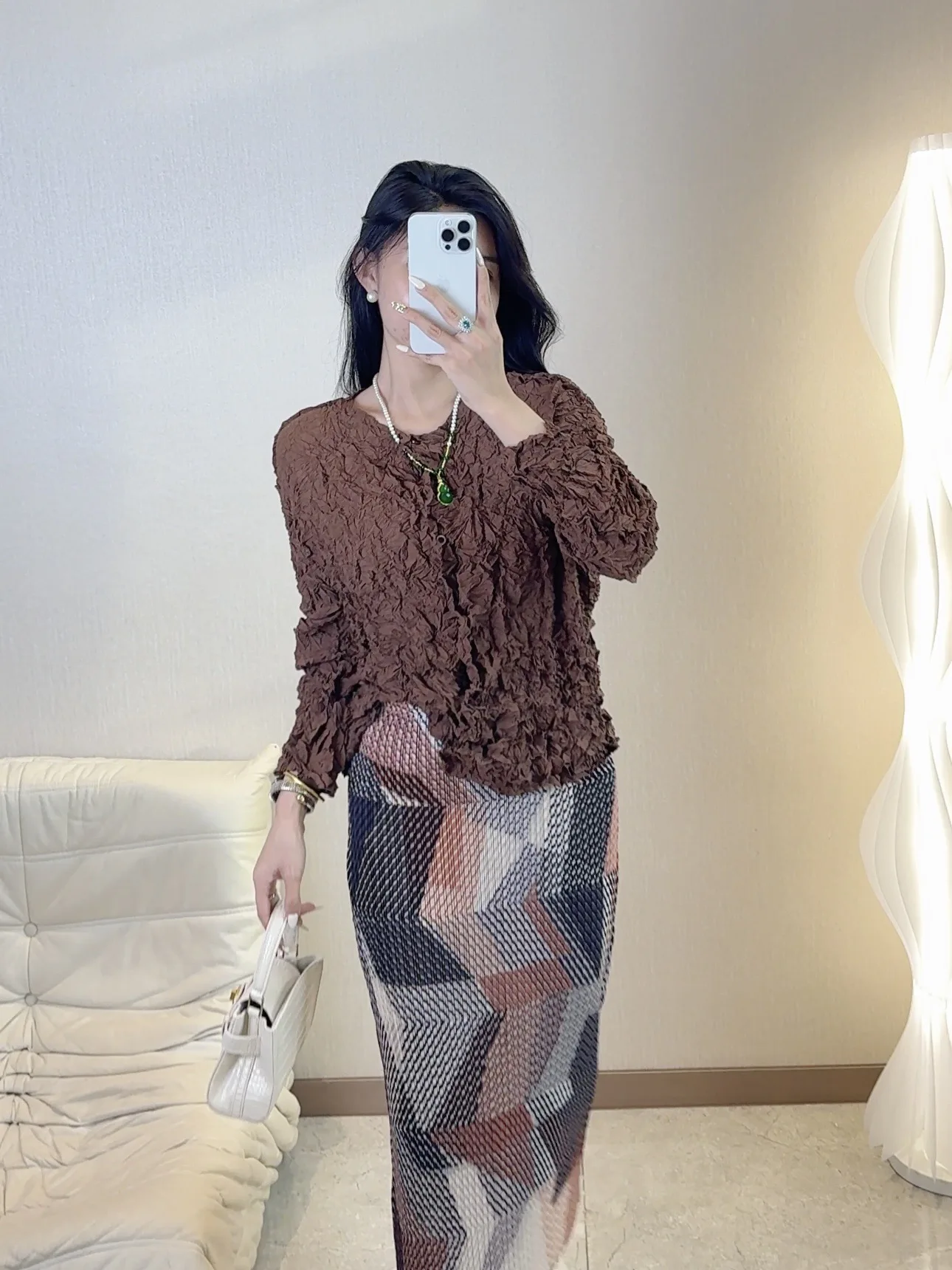 Miyake Pleated Solid Color Top 2025 Summer New Single Breasted Premium Sense Jacket Cozy Cardigan