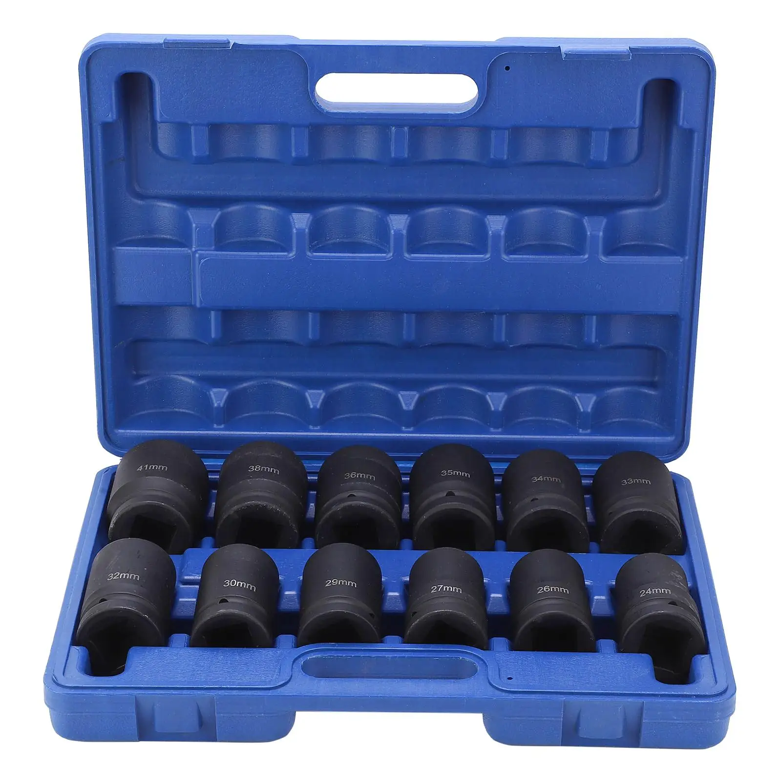 12-Piece 1-Inch Drive Deep Impact Socket Set, Durable 24-41mm Sizes for Heavy-Duty Use