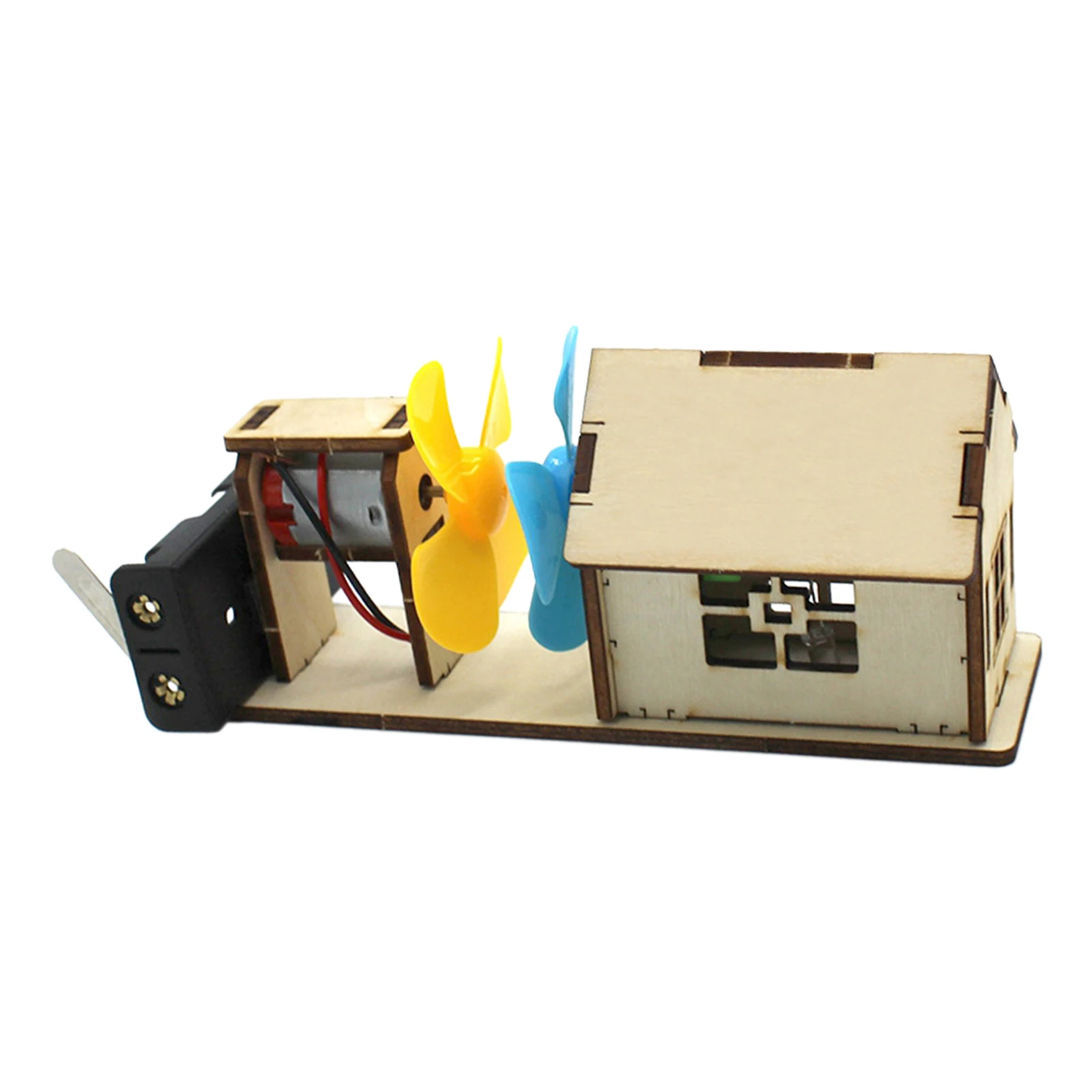 Wooden DIY Wind Turbines Toy Electric Motor with Propellers Fan Leaf Physics Experiment for Children Girls Boys Birthday Gifts