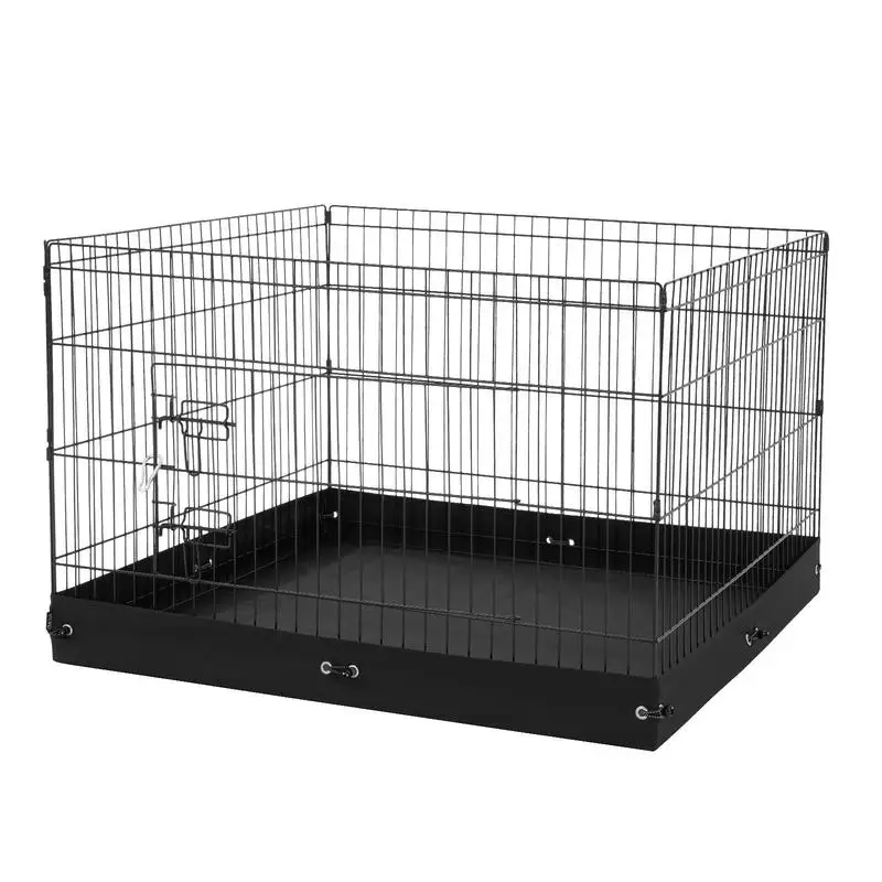 

Free Shipping-Foldable Metal Pet Kennel 24 x 36 in For Backyard Camping Living Room, Top Cover Bottom Pad Included Portable Exercise Fence Dog Cat Small Animal Enclosure