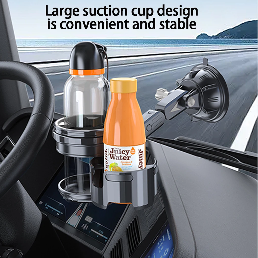 

Strong Suction Cup Car Cup Holder Storing Water Bottles On Go Can Accommodate Multiple Water Cups long grey