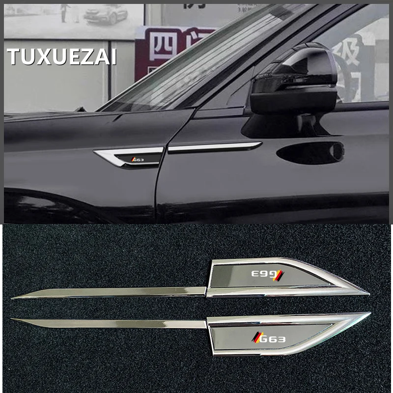 TUXUEZAI For Mercedes Benz G63 Car Styling Side Wing Fender Metal Trim Emblem Car Body Waist Line Sticker Decals Accessories