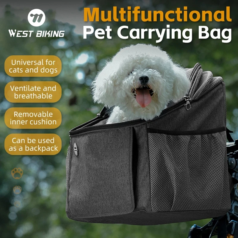 

WEST BIKING Multifunction Pet Carrying Bag Bicycle Handlebar Foldable Backpack For Below 4.5kg Cats Dogs Portable Bike Front Bag