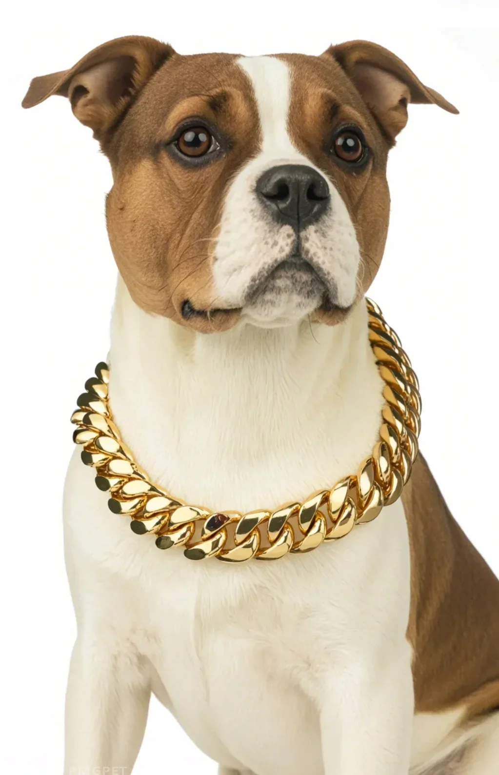 Luxurious 14mm Wide Stainless Steel Gold-Plated Cuban Chain Pet Collar