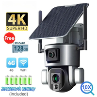 4K 8MP Dual Lens Solar Camera Outdoor 4G/WiFi Dual Screens 4X 10X Optical Zoom Humanoid Tracking PTZ Security Cameras