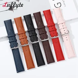 Litchi Pattern Design Leather Watch Band 12 14 16 18 20 22mm Wrist Straps for Men Women Replacement Watches Accessories